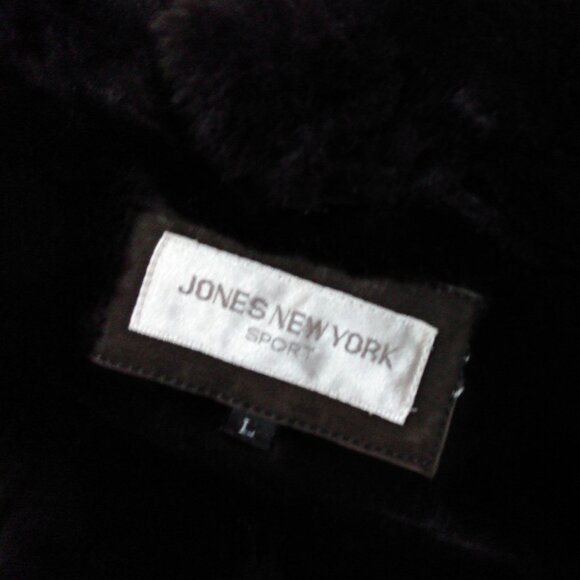 Jones New York Sport Women's Size L Faux Fur Lined Sude Brown Winter Jacket - Picture 13 of 13
